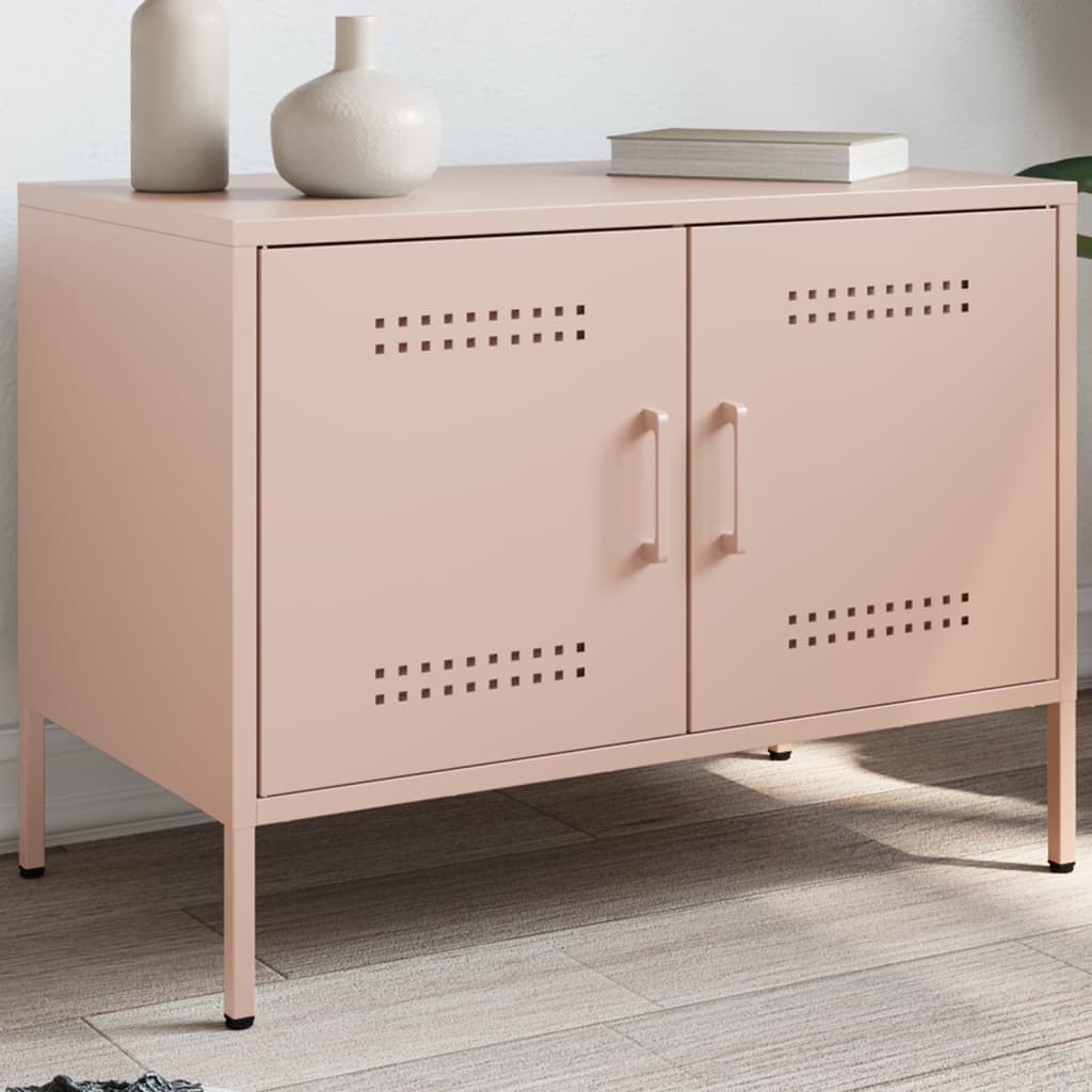 Meuble TV en Métal Gris Acier - 68 cm-Mon Meuble TV-Rose-1-13