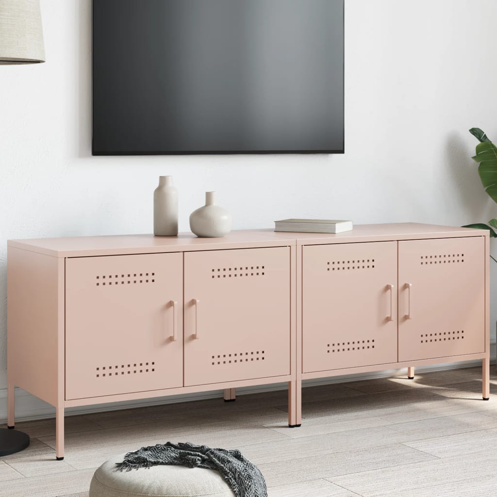 Meuble TV en Métal Gris Acier - 68 cm-Mon Meuble TV-Rose-2-16