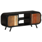 Meuble TV en Métal Noir et Bois de Récupération - 110 cm-Mon Meuble TV-Marron-110 cm-1-11