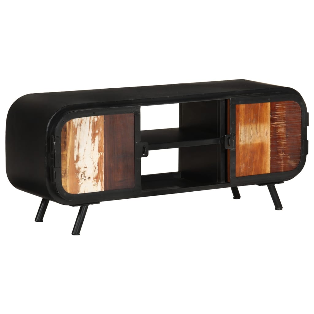 Meuble TV en Métal Noir et Bois de Récupération - 110 cm-Mon Meuble TV-Marron-110 cm-1-12
