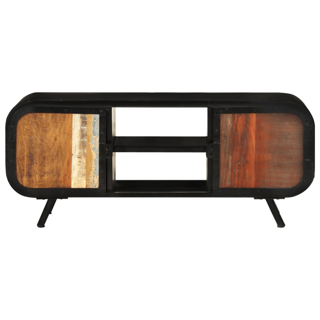 Meuble TV en Métal Noir et Bois de Récupération - 110 cm-Mon Meuble TV-Marron-110 cm-1-2
