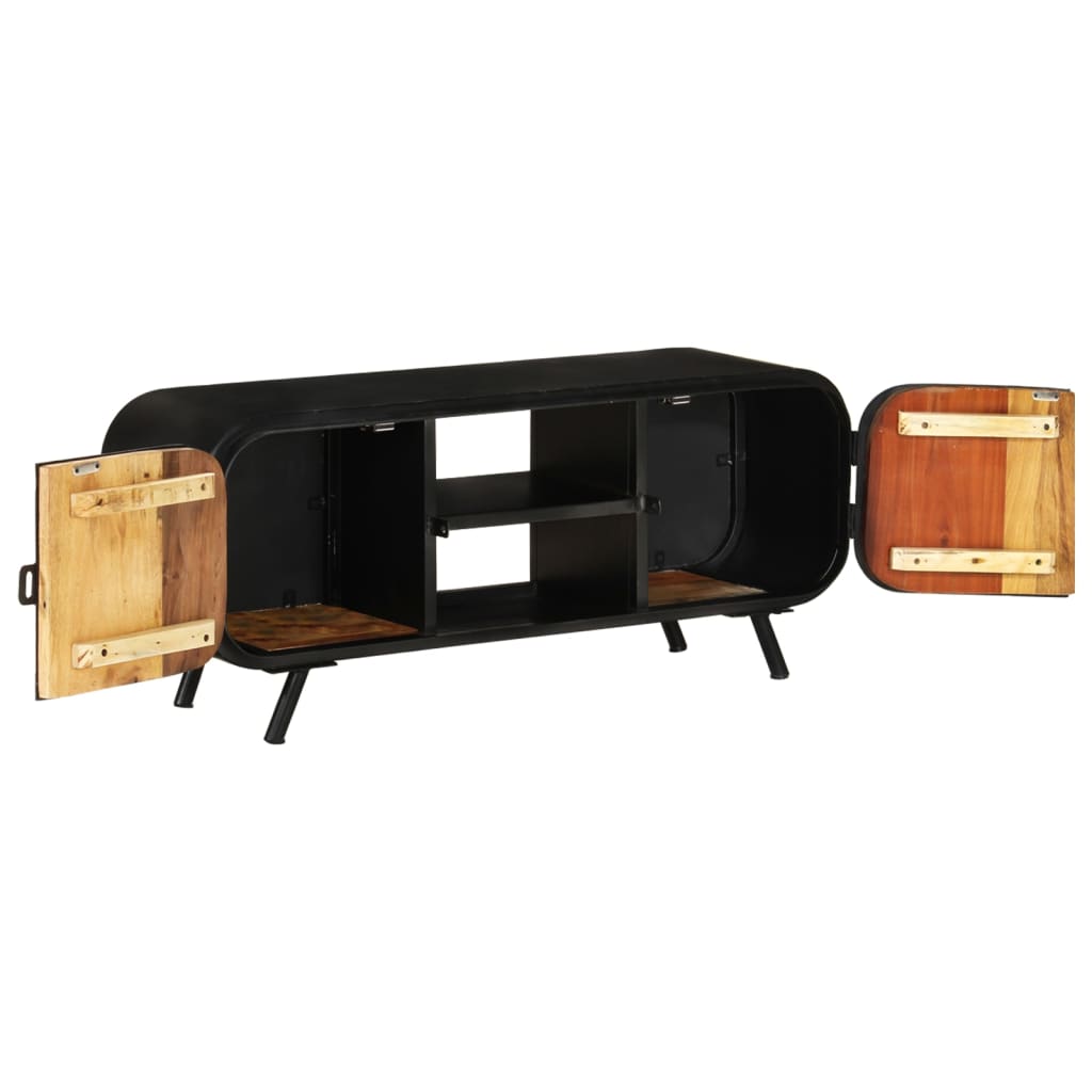 Meuble TV en Métal Noir et Bois de Récupération - 110 cm-Mon Meuble TV-Marron-110 cm-1-4