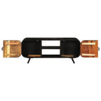 Meuble TV en Métal Noir et Bois de Récupération - 110 cm-Mon Meuble TV-Marron-110 cm-1-5
