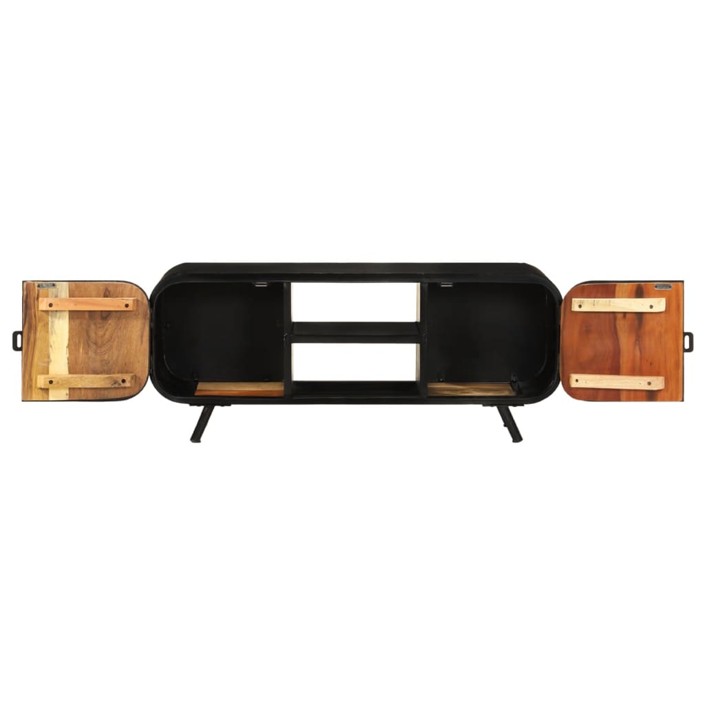 Meuble TV en Métal Noir et Bois de Récupération - 110 cm-Mon Meuble TV-Marron-110 cm-1-5