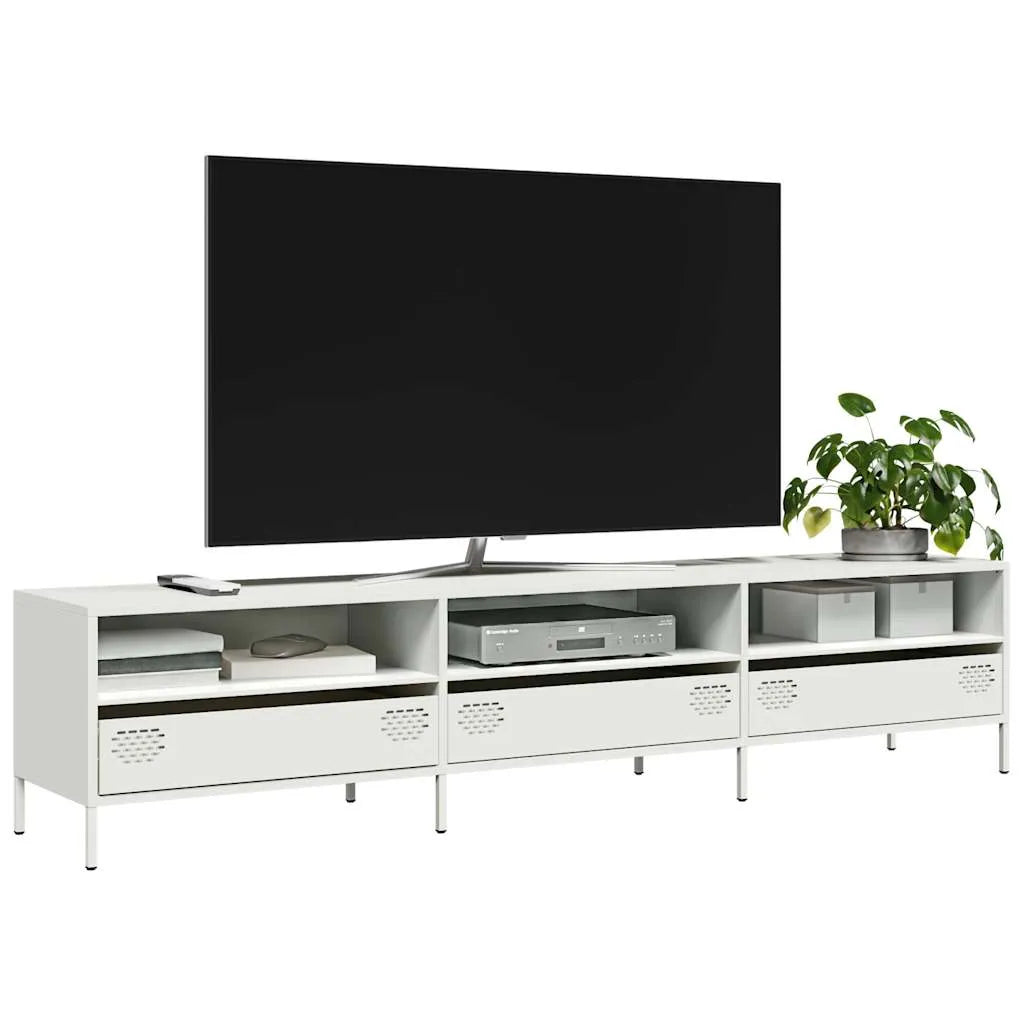 Meuble TV en Métal Rose - 135 cm-Mon Meuble TV-Blanc-202 cm-19
