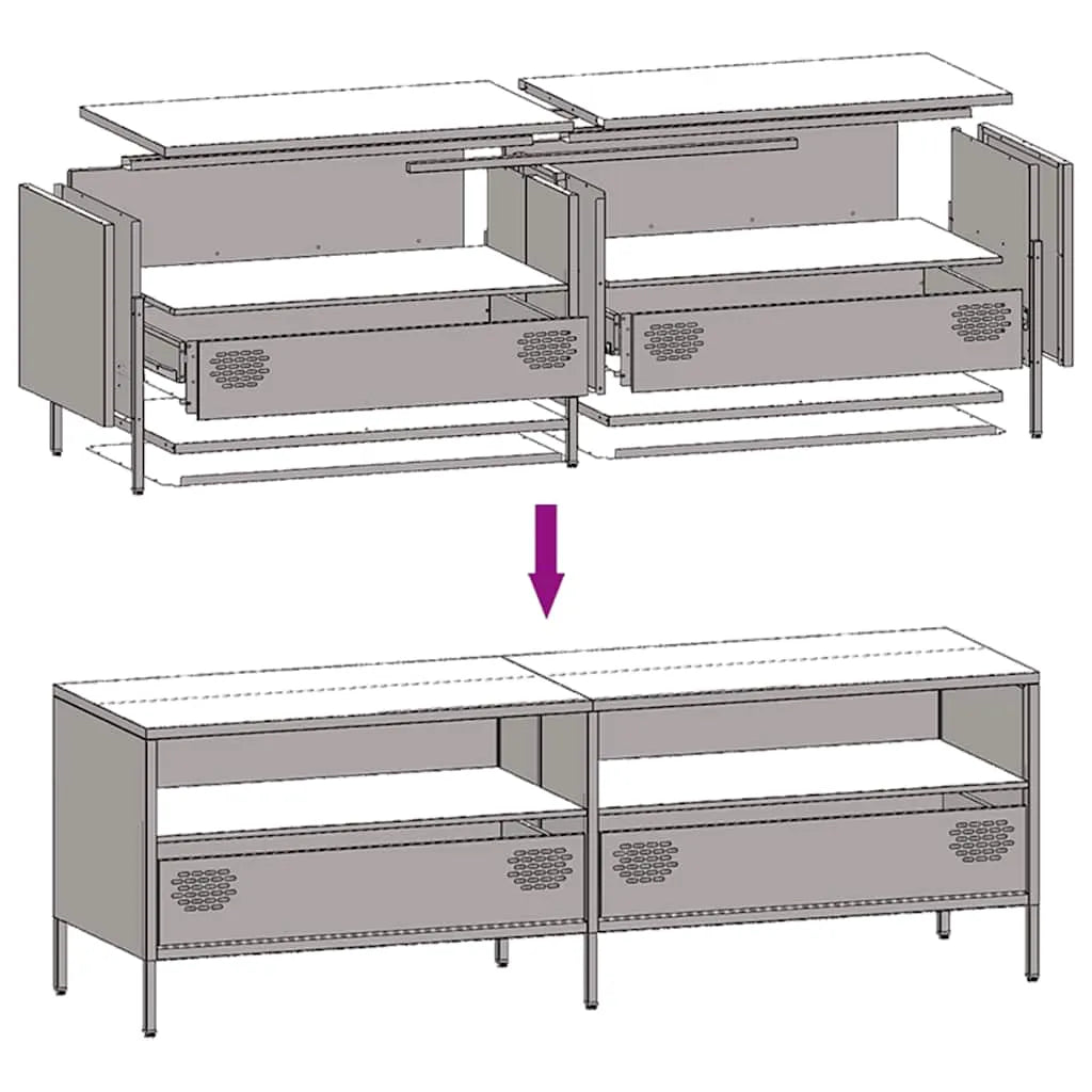 Meuble TV en Métal Rose - 135 cm-Mon Meuble TV-Rose-135 cm-10