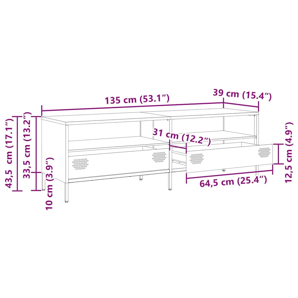Meuble TV en Métal Rose - 135 cm-Mon Meuble TV-Rose-135 cm-12