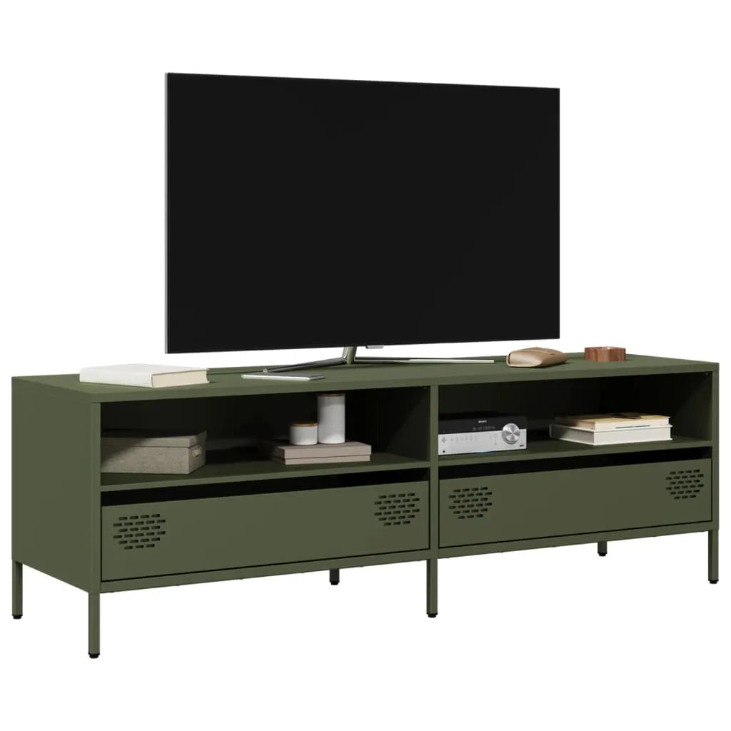 Meuble TV en Métal Rose - 135 cm-Mon Meuble TV-Vert olive-135 cm-16