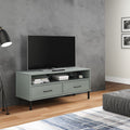 Meuble TV en Pin Gris Pied Métal Noir - 106 cm-Mon Meuble TV-Gris-1-1