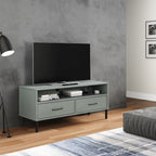 Meuble TV en Pin Gris Pied Métal Noir - 106 cm-Mon Meuble TV-Gris-1-1