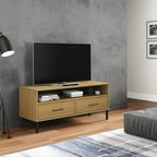 Meuble TV en Pin Gris Pied Métal Noir - 106 cm-Mon Meuble TV-Marron-1-10