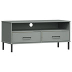 Meuble TV en Pin Gris Pied Métal Noir - 106 cm-Mon Meuble TV-Marron-1-2