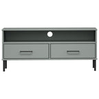Meuble TV en Pin Gris Pied Métal Noir - 106 cm-Mon Meuble TV-Marron-1-4