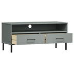 Meuble TV en Pin Gris Pied Métal Noir - 106 cm-Mon Meuble TV-Marron-1-5