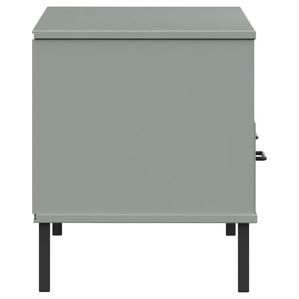Meuble TV en Pin Gris Pied Métal Noir - 106 cm-Mon Meuble TV-Marron-1-6
