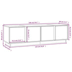 Meuble TV en Pin Massif avec Rangement - 140 cm-Mon Meuble TV-Gris-1-10