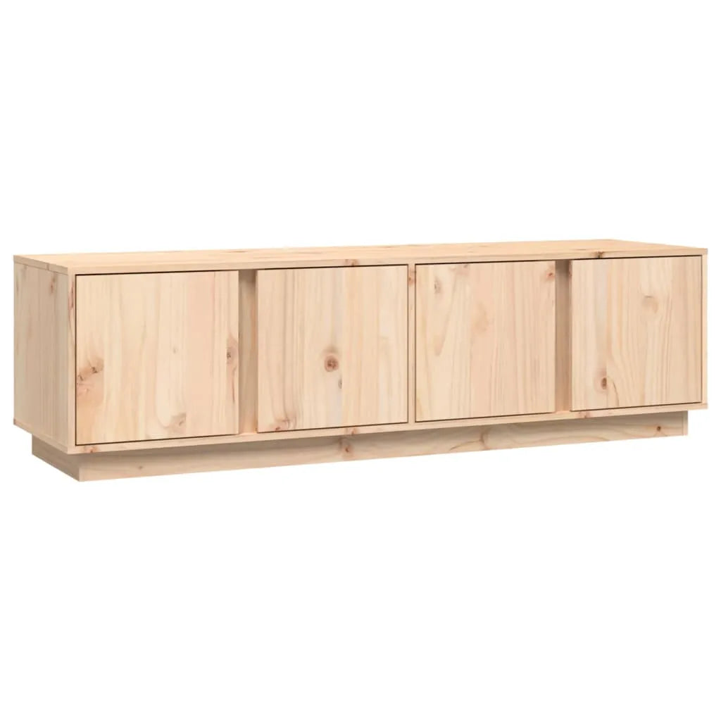 Meuble TV en Pin Massif avec Rangement - 140 cm-Mon Meuble TV-Gris-1-2