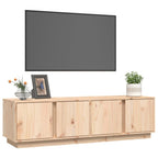 Meuble TV en Pin Massif avec Rangement - 140 cm-Mon Meuble TV-Gris-1-4