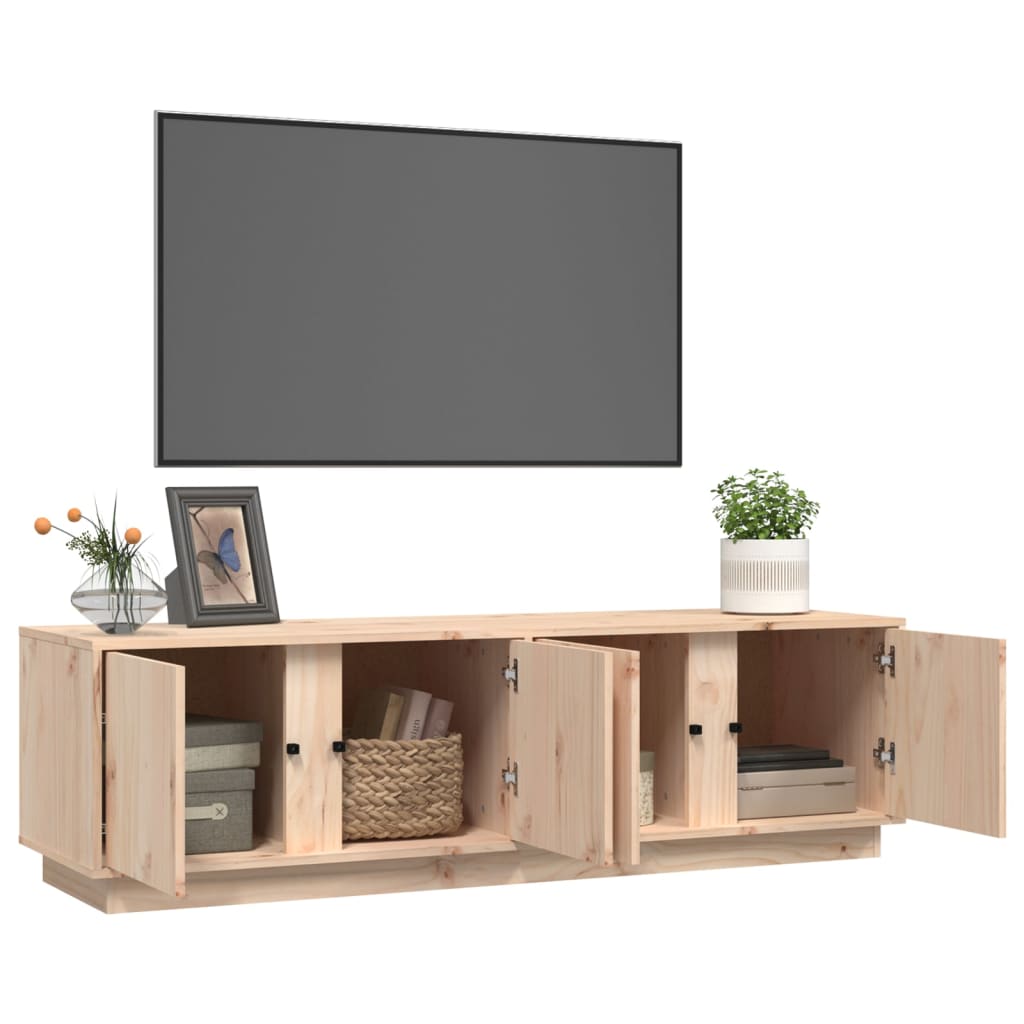 Meuble TV en Pin Massif avec Rangement - 140 cm-Mon Meuble TV-Gris-1-5