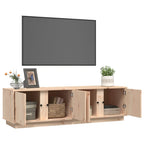 Meuble TV en Pin Massif avec Rangement - 140 cm-Mon Meuble TV-Gris-1-5