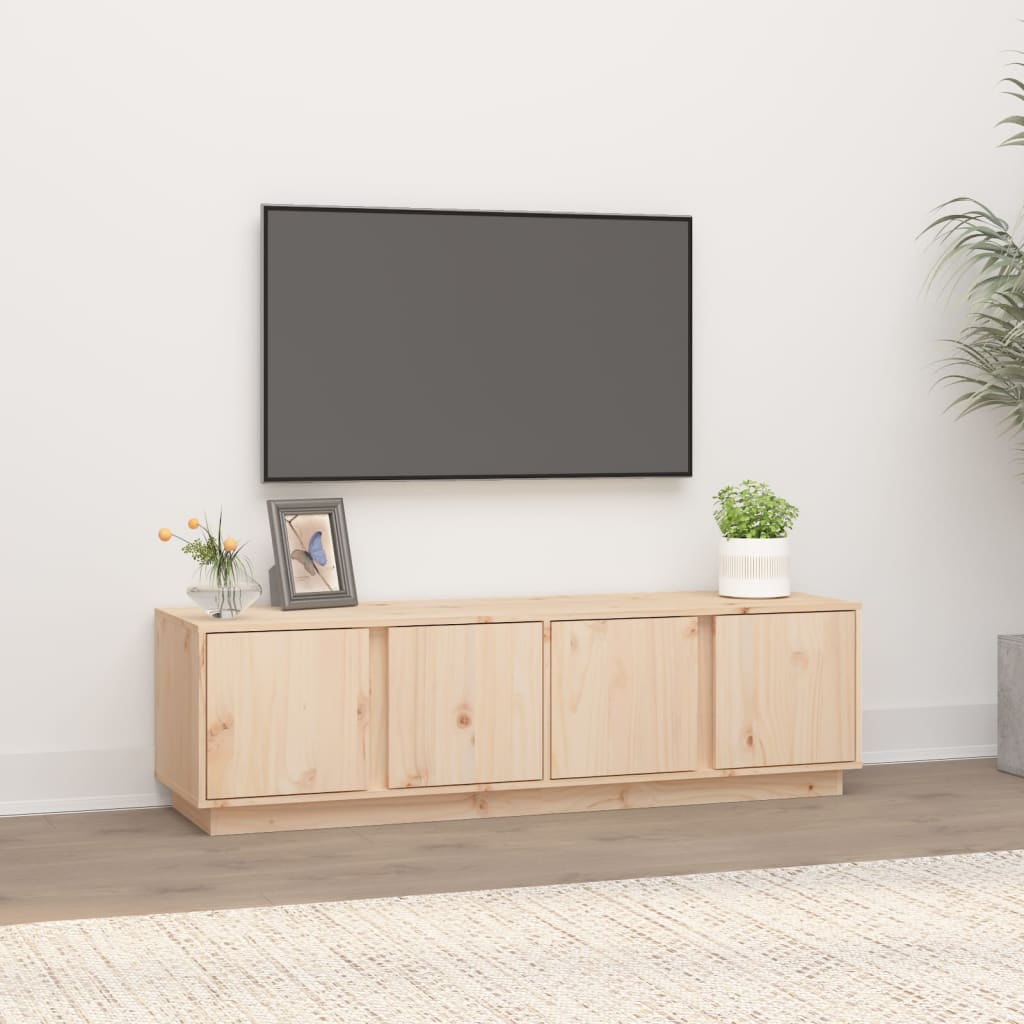 Meuble TV en Pin Massif avec Rangement - 140 cm-Mon Meuble TV-Naturel-1-1