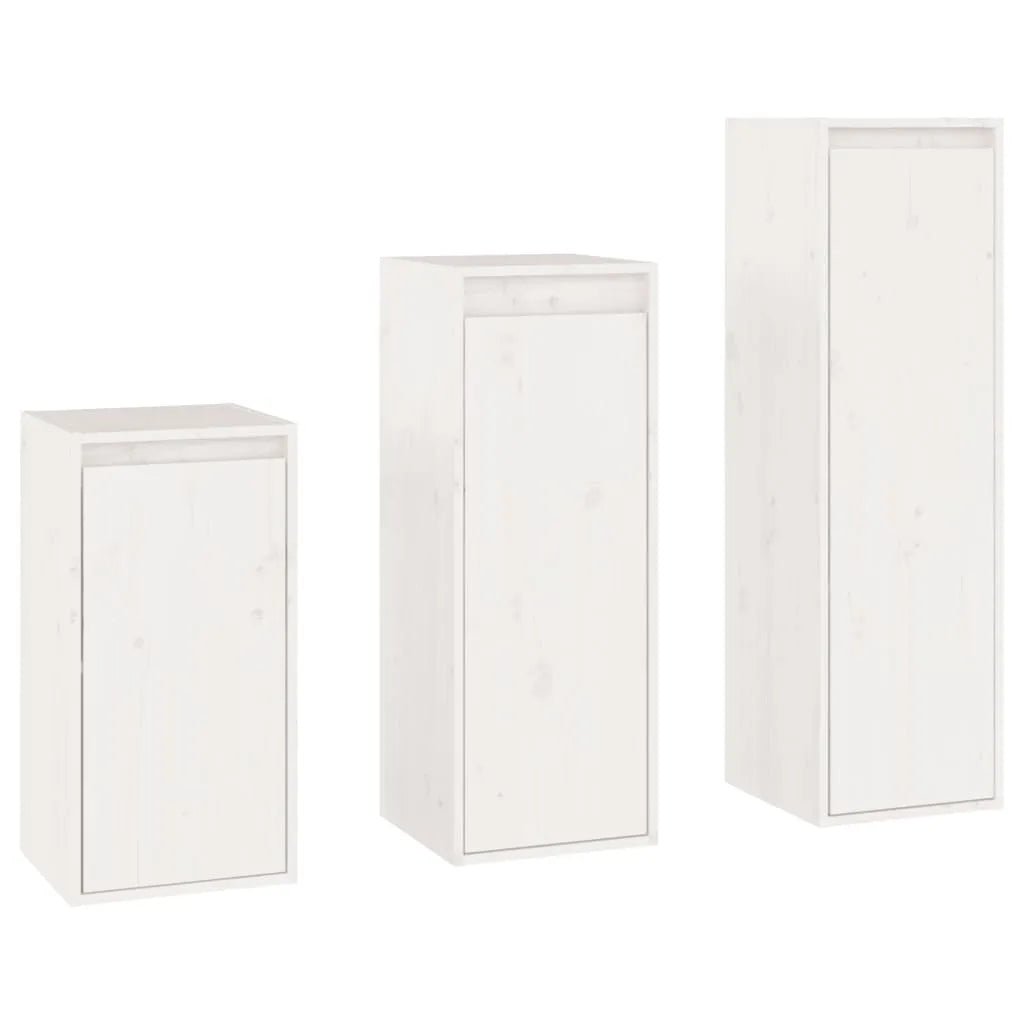 Meuble TV en Pin Massif Blanc - 3 Pièces-Mon Meuble TV-2
