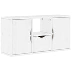 Meuble TV en Pin Massif Blanc - 79 cm-Mon Meuble TV-Blanc-avec tiroir et portes-1