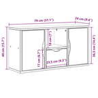 Meuble TV en Pin Massif Blanc - 79 cm-Mon Meuble TV-Blanc-avec tiroir et portes-10