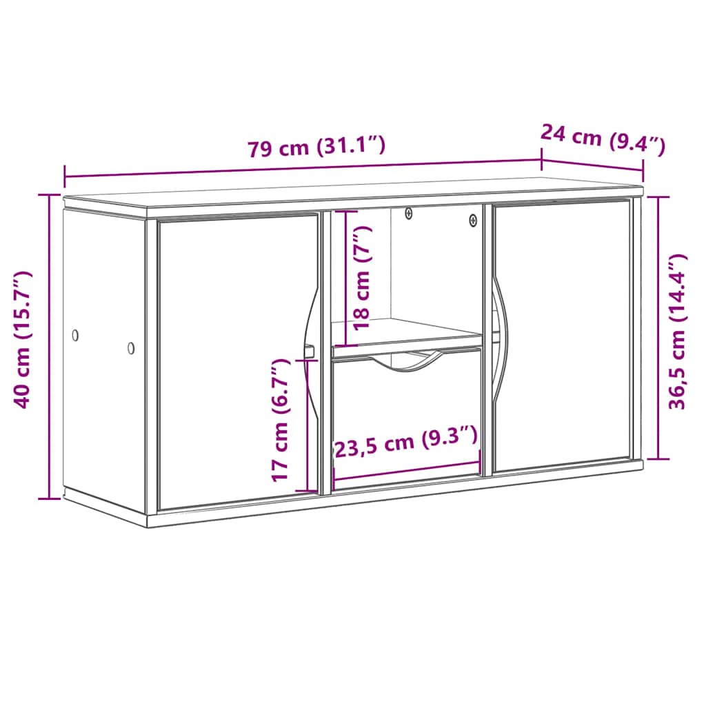 Meuble TV en Pin Massif Blanc - 79 cm-Mon Meuble TV-Blanc-avec tiroir et portes-10