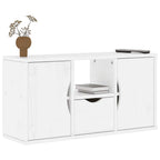 Meuble TV en Pin Massif Blanc - 79 cm-Mon Meuble TV-Blanc-avec tiroir et portes-3