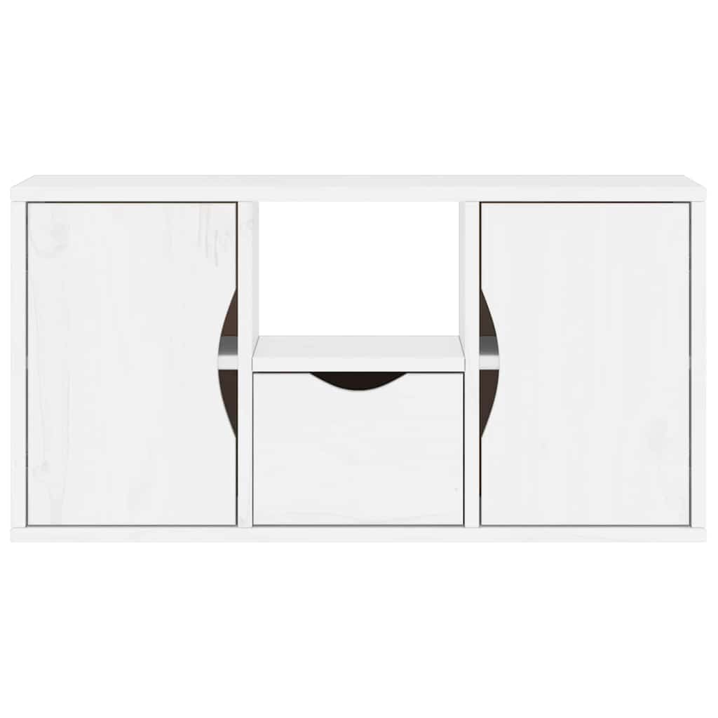 Meuble TV en Pin Massif Blanc - 79 cm-Mon Meuble TV-Blanc-avec tiroir et portes-6