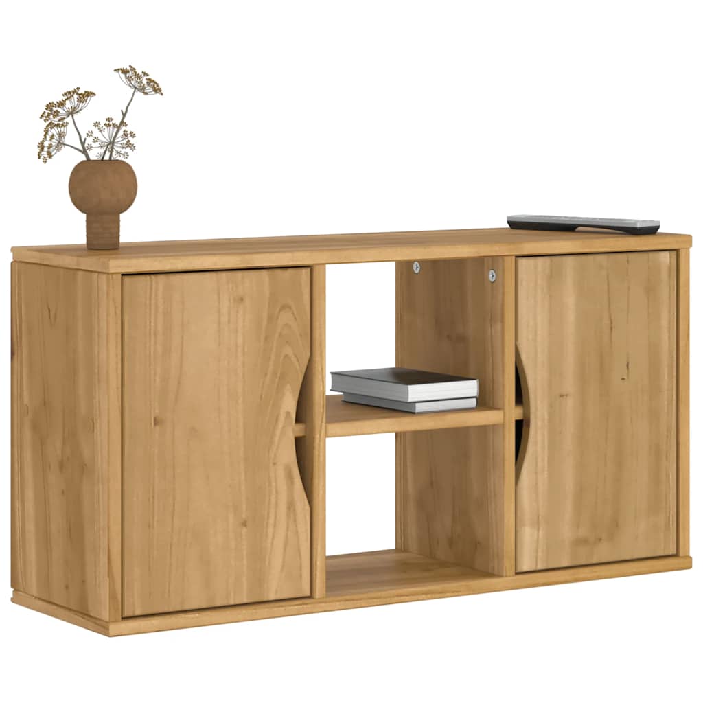 Meuble TV en Pin Massif Blanc - 79 cm-Mon Meuble TV-briwb-avec portes-13
