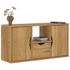 Meuble TV en Pin Massif Blanc - 79 cm-Mon Meuble TV-Marron-avec tiroir et portes-11
