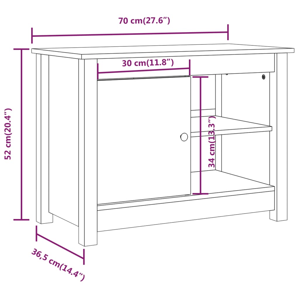 Meuble TV en Pin Massif Blanc - Largeur 70 cm-Mon Meuble TV-Naturel-1-10