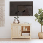 Meuble TV en Pin Massif Blanc - Largeur 70 cm-Mon Meuble TV-Naturel-1-12