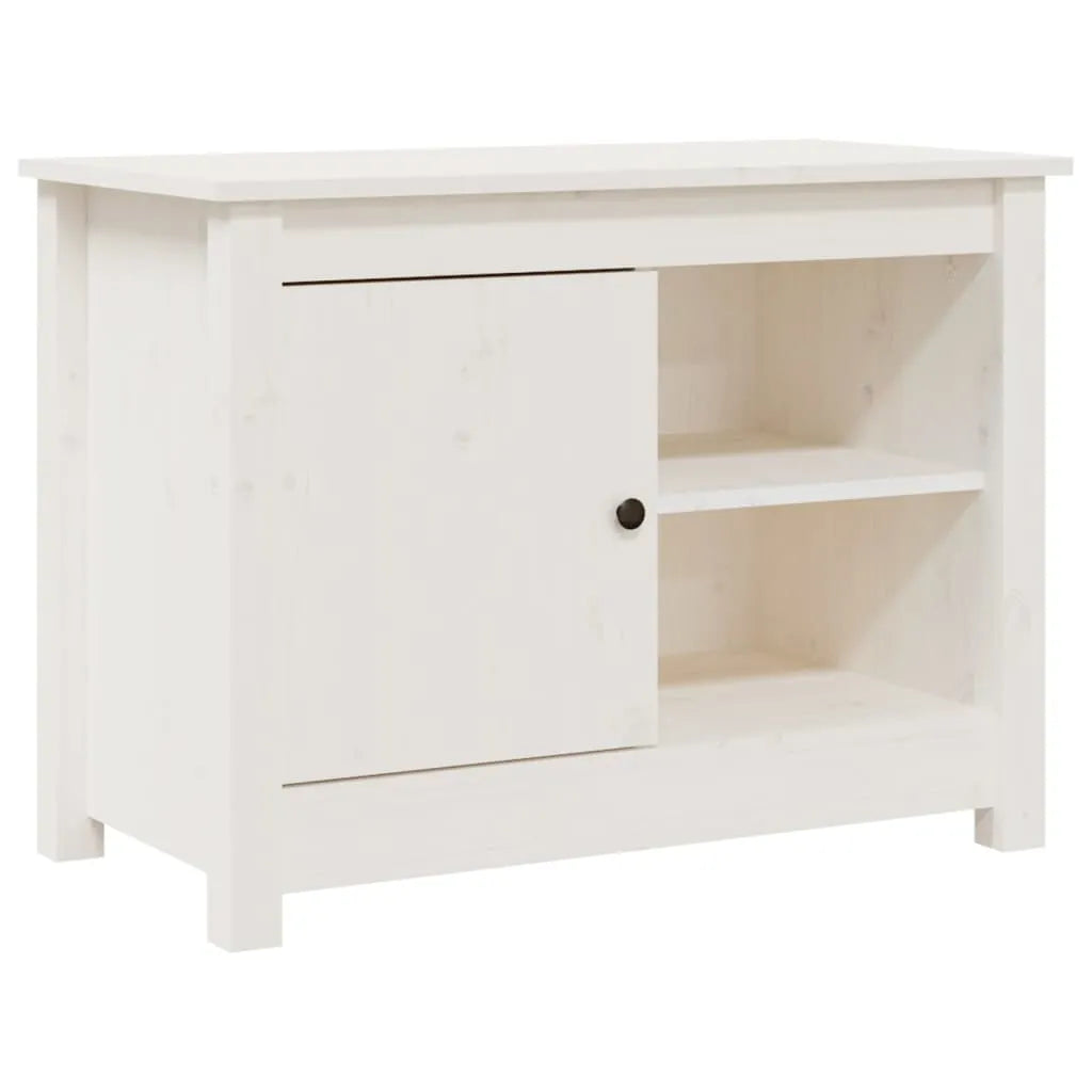 Meuble TV en Pin Massif Blanc - Largeur 70 cm-Mon Meuble TV-Naturel-1-2