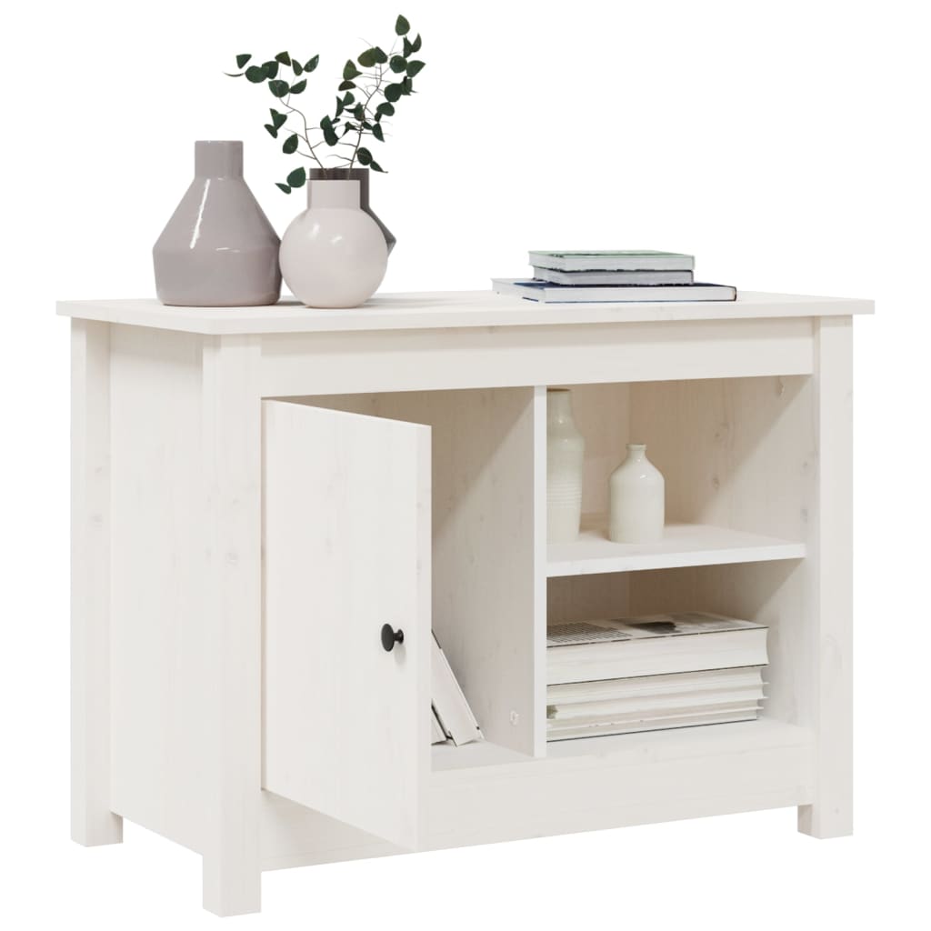 Meuble TV en Pin Massif Blanc - Largeur 70 cm-Mon Meuble TV-Naturel-1-5