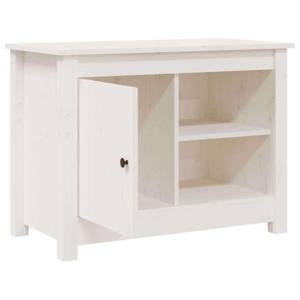 Meuble TV en Pin Massif Blanc - Largeur 70 cm-Mon Meuble TV-Naturel-1-7