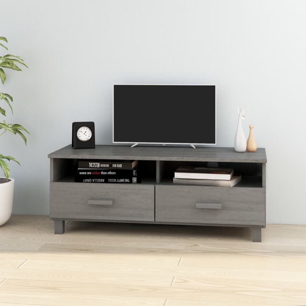 Meuble TV en Pin Miel - 106 cm-Mon Meuble TV-Gris clair-1-12