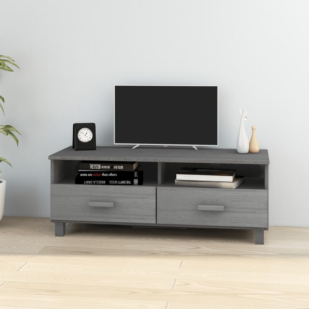 Meuble TV en Pin Miel - 106 cm-Mon Meuble TV-Gris foncé-1-1