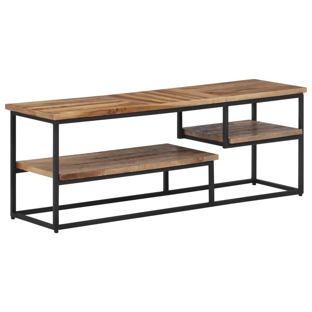 Meuble TV en Teck et Métal Noir - 110 cm-Mon Meuble TV-1-110 x 30 x 39 cm-1