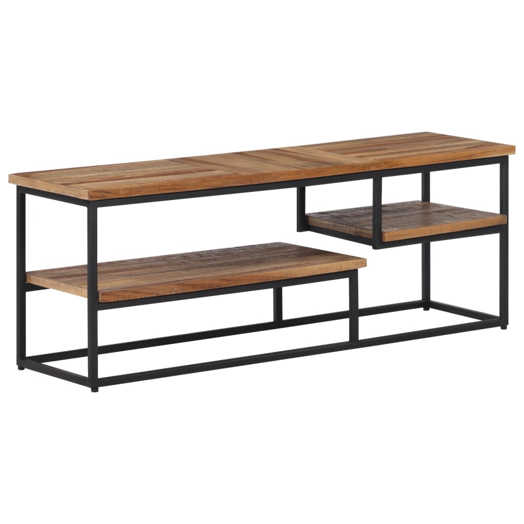 Meuble TV en Teck et Métal Noir - 110 cm-Mon Meuble TV-1-110 x 30 x 39 cm-10