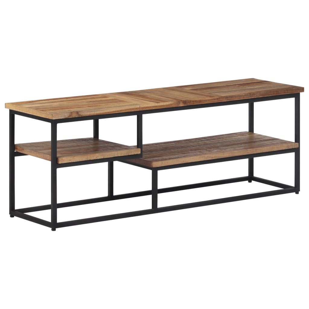 Meuble TV en Teck et Métal Noir - 110 cm-Mon Meuble TV-1-110 x 30 x 39 cm-11