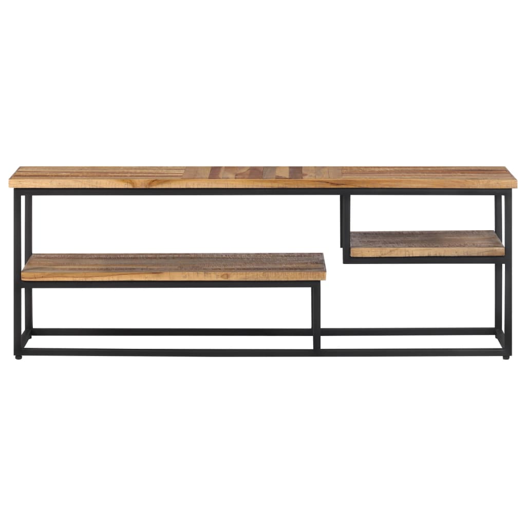 Meuble TV en Teck et Métal Noir - 110 cm-Mon Meuble TV-1-110 x 30 x 39 cm-2