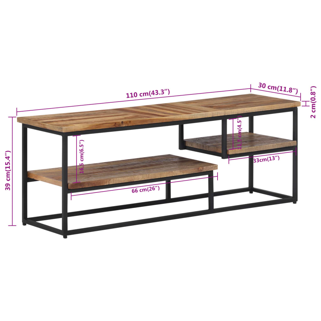 Meuble TV en Teck et Métal Noir - 110 cm-Mon Meuble TV-1-110 x 30 x 39 cm-8