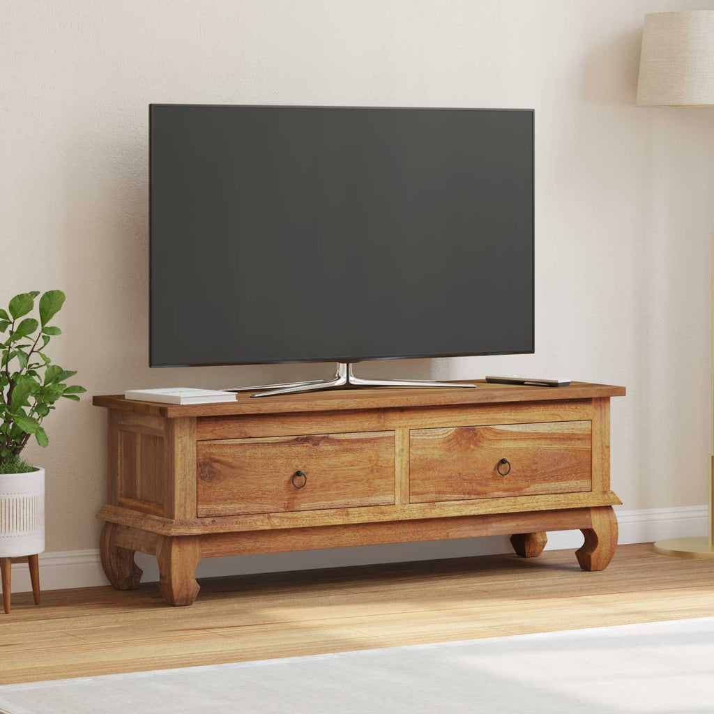 Meuble TV en Teck Massif - 110 cm-Mon Meuble TV-2