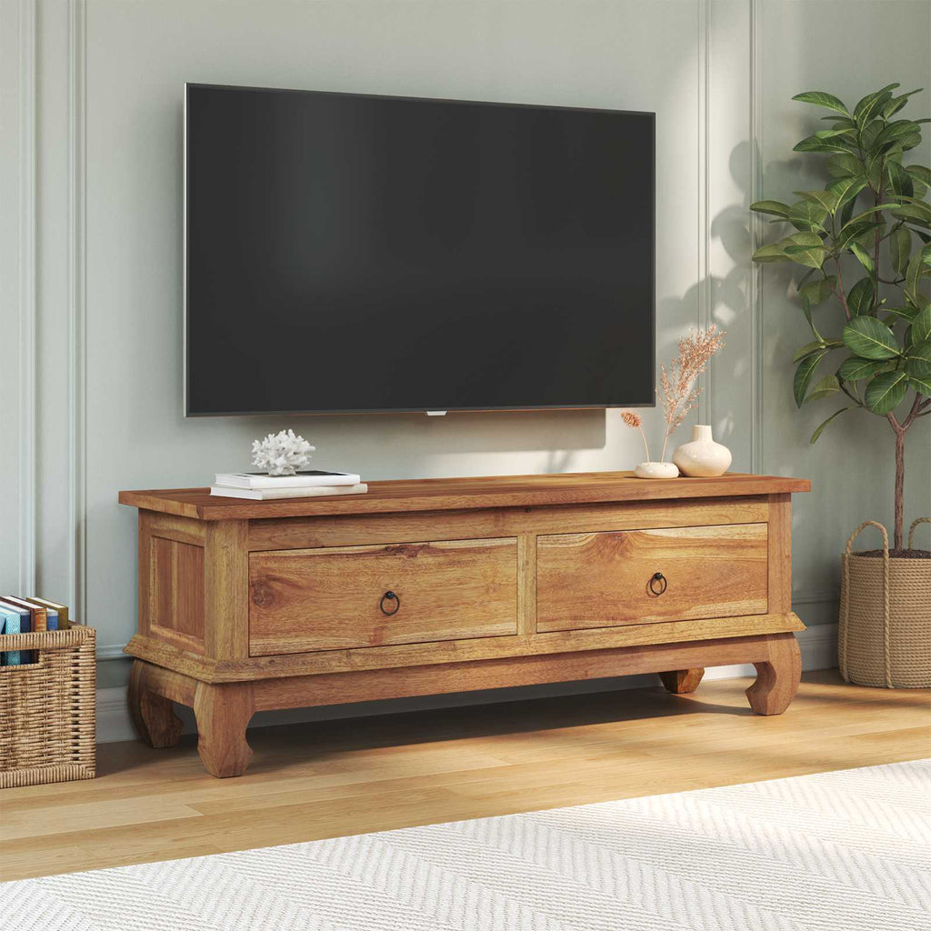 Meuble TV en Teck Massif - 110 cm-Mon Meuble TV-4