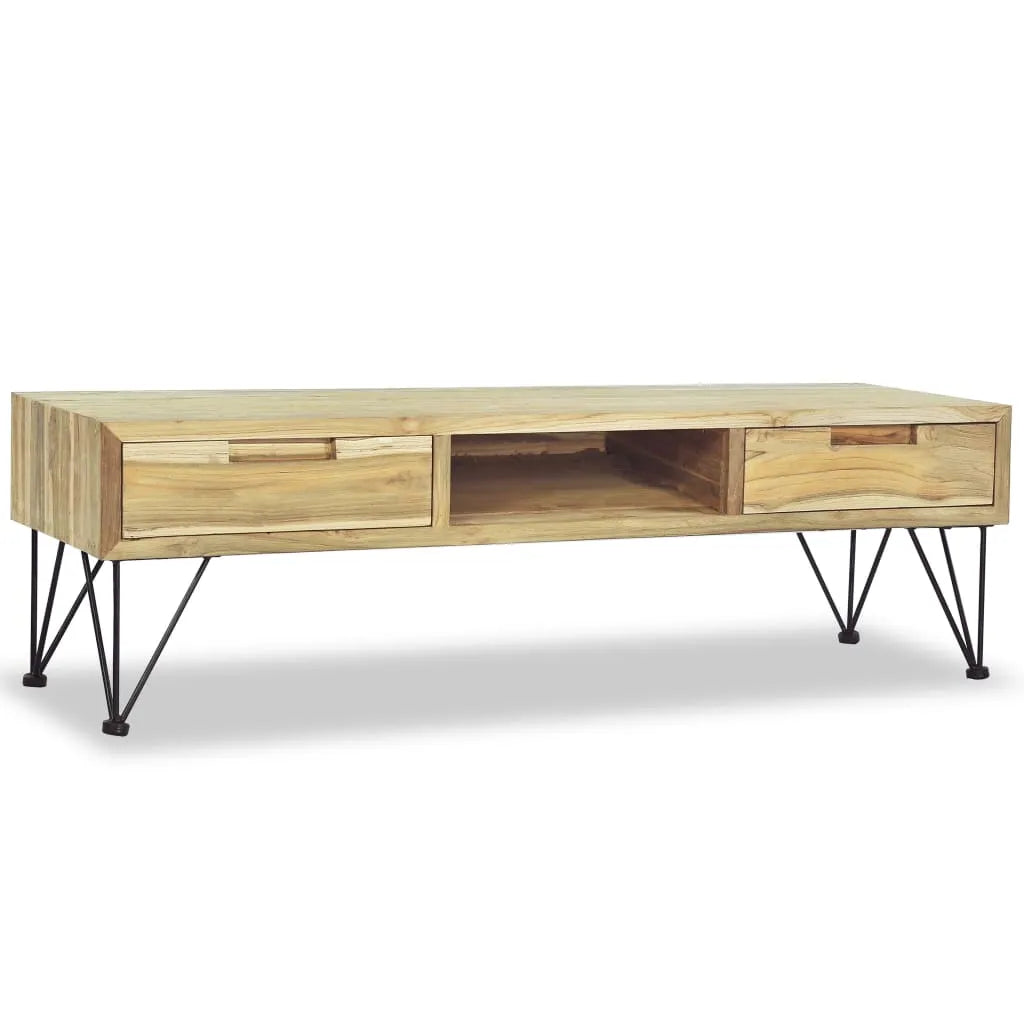 Meuble TV en Teck Massif - 120 cm-Mon Meuble TV-1