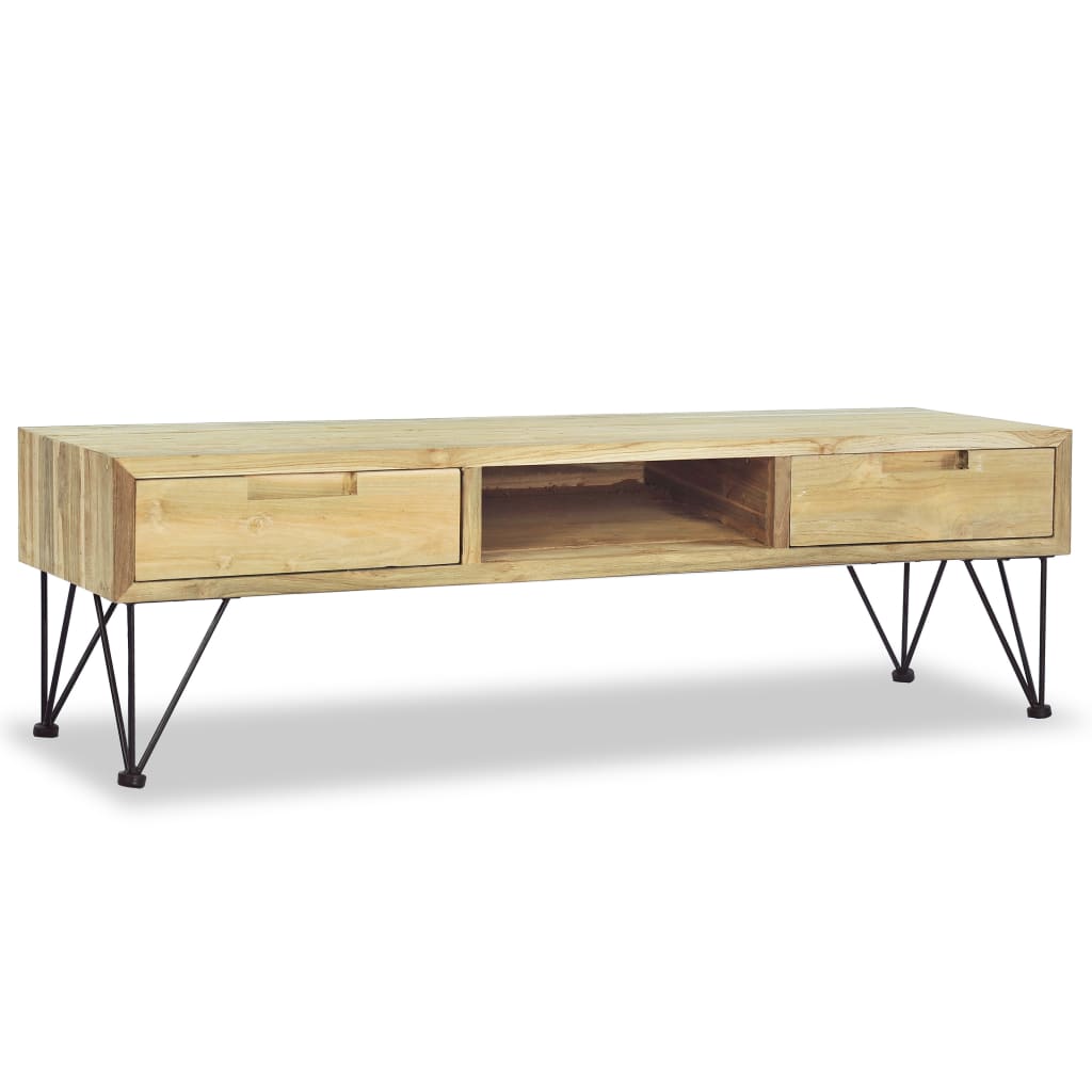 Meuble TV en Teck Massif - 120 cm-Mon Meuble TV-2
