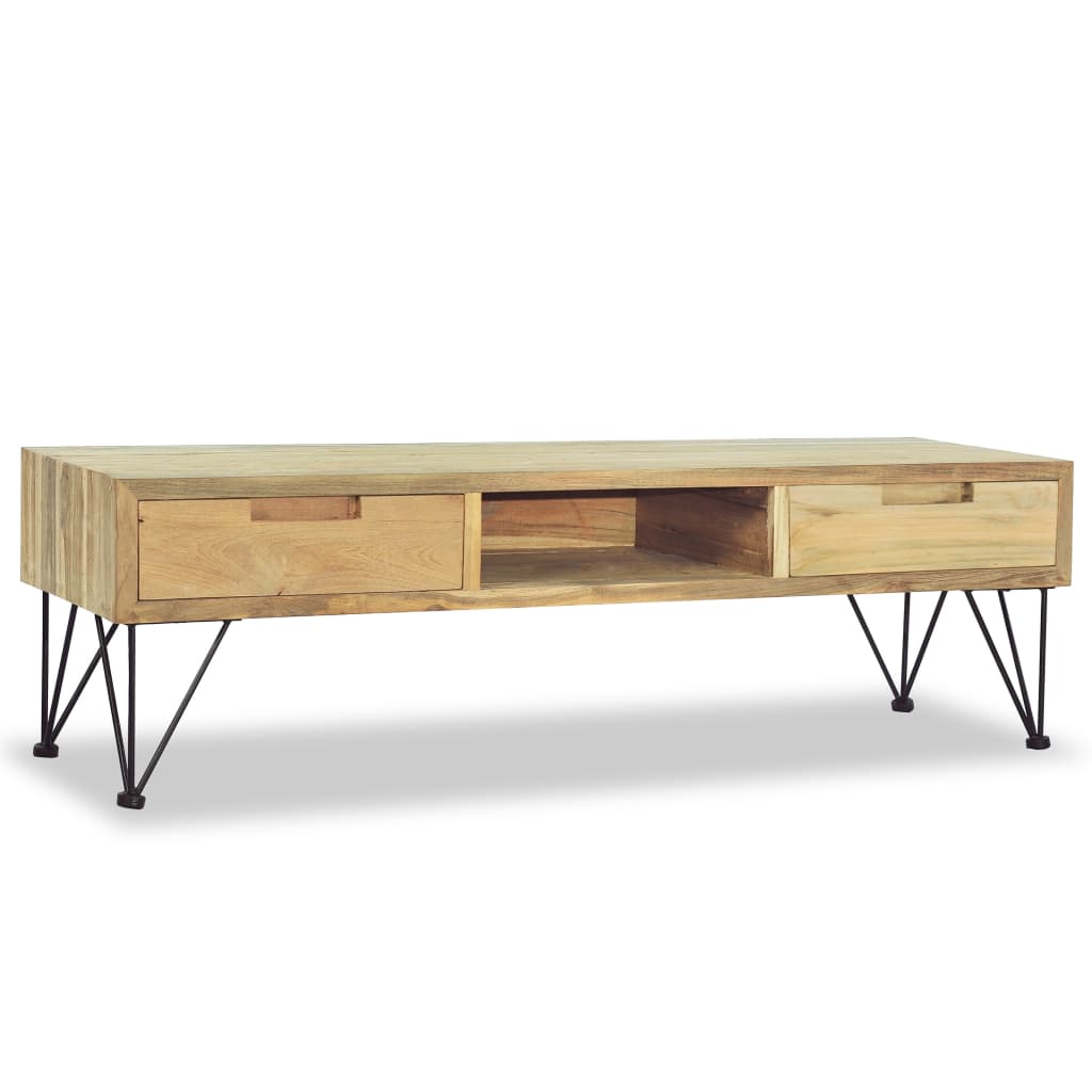Meuble TV en Teck Massif - 120 cm-Mon Meuble TV-3